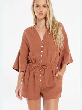 NWT Z Supply Zephyr rust gauze romper